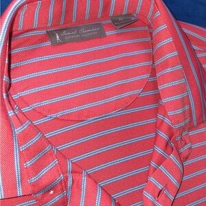 Daniel Cremieux Red Polo with Blue & White Stripes